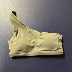 ACTA Olive Green One Shoulder Padded Inserts Sports Bra Small